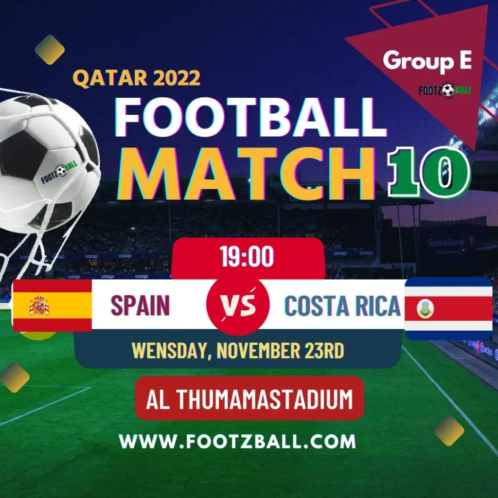World Cup 2022 Schedule Group E Match 10 Spain Vs Costa Rica www.footzball.com