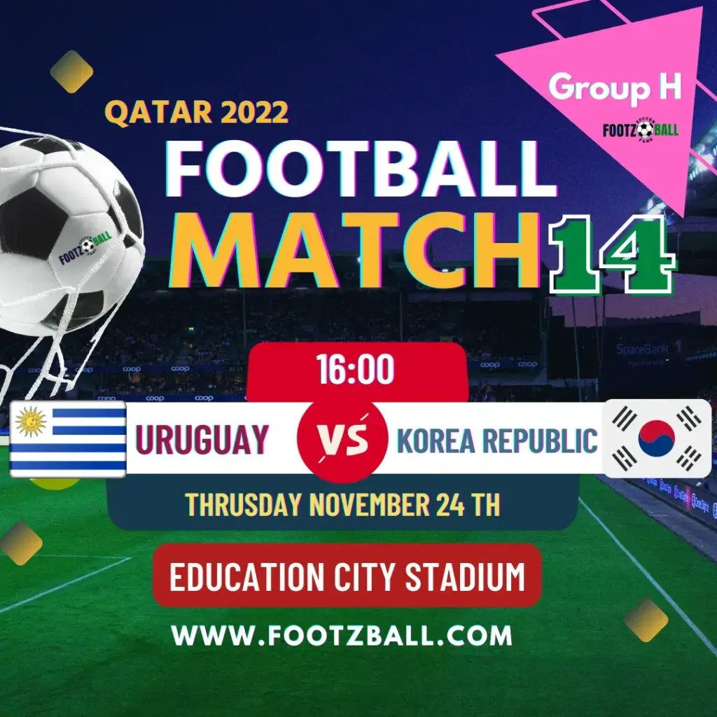 World Cup 2022 Schedule Group H Match 14 Uruguay Vs Korea Republic www.footzball.com