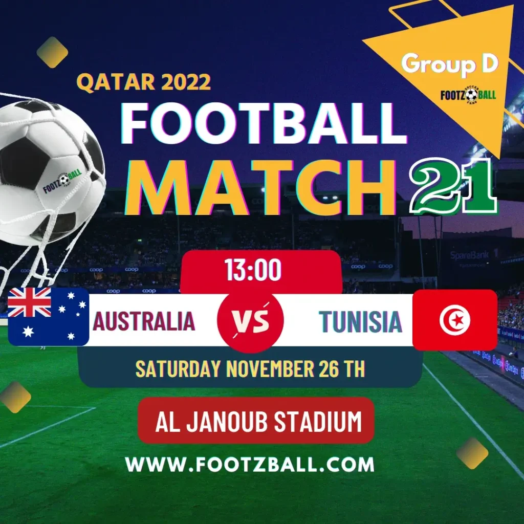 World Cup 2022 Schedule Group D Match 21 Australia vs Tunisia www.footzball.com
