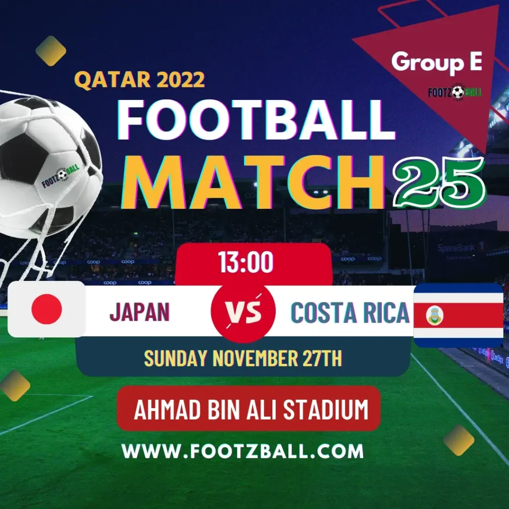 World Cup 2022 Schedule Group E Match 25 Japan Vs Costa Rica www.footzball.com