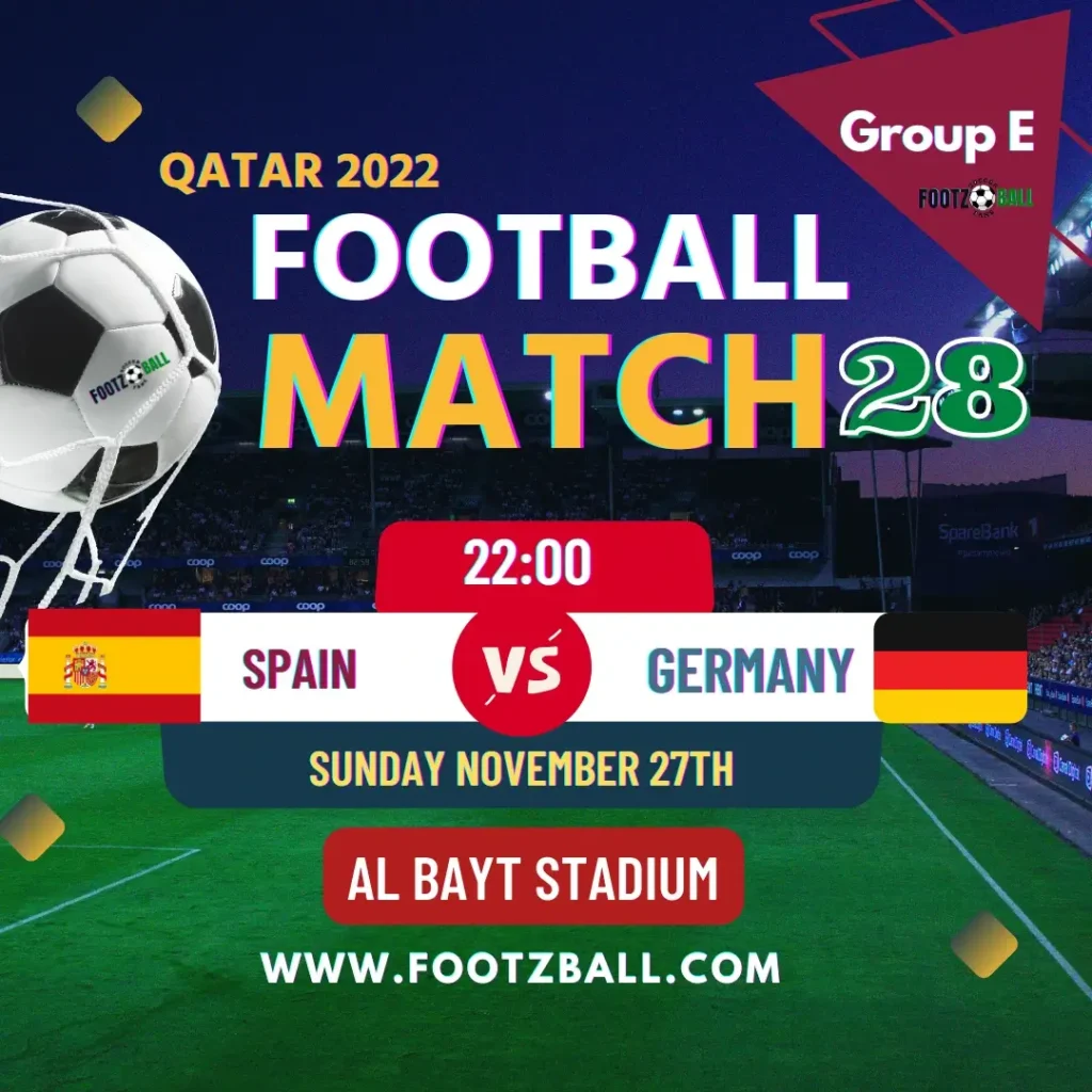 World Cup 2022 Schedule Group E Match 28 Spain Vs Germany www.footzball.com