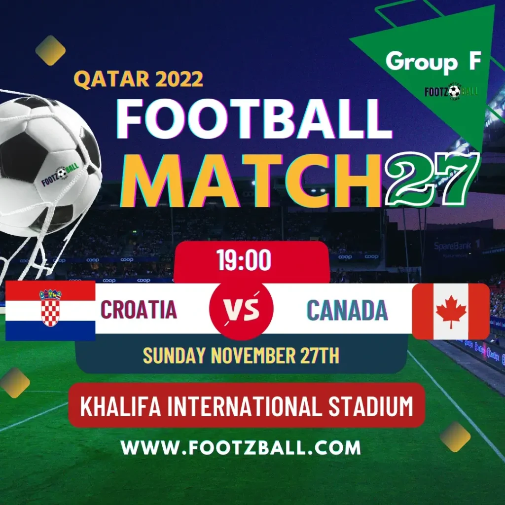 World Cup 2022 Schedule Group F Match 27 Croatia Vs Canada www.footzball.com
