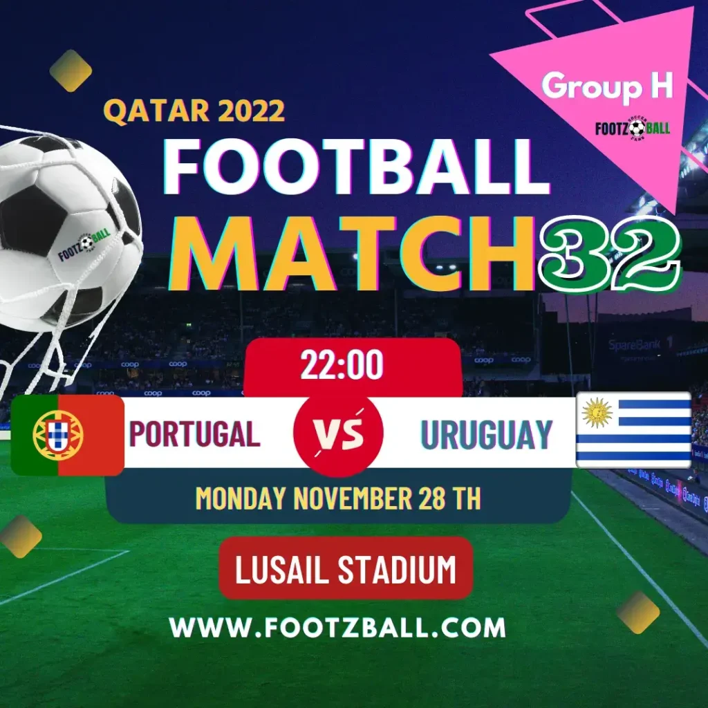 World Cup 2022 Schedule Group H Match 32 Portugal Vs Uruguay www.footzball.com