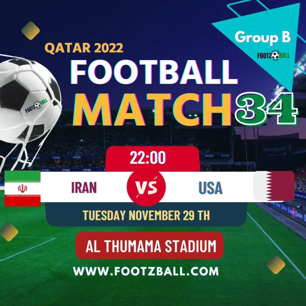 World Cup 2022 Schedule Group B Match 34 Iran Vs USA www.footzball.com